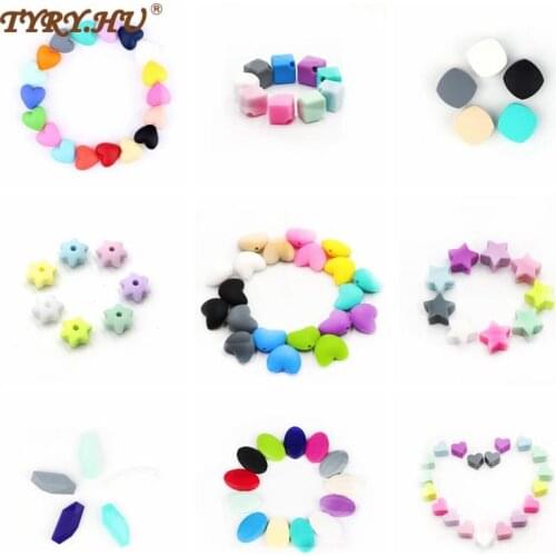 TYRY.HU 50pcs Silicone Beads Teething Baby Teether Accessories Food Grade Pearl Silicone Star Teething Pacifier Baby Products