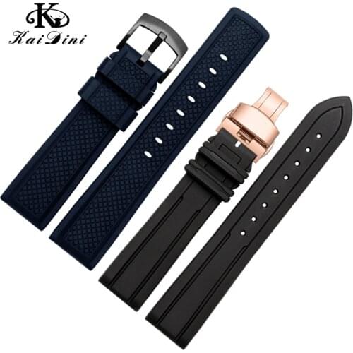 Waterproof sweatproof Fluororubber watch band 22mm silicone watch strap Universal Women Men Strap Wristwatch Bands Replacement