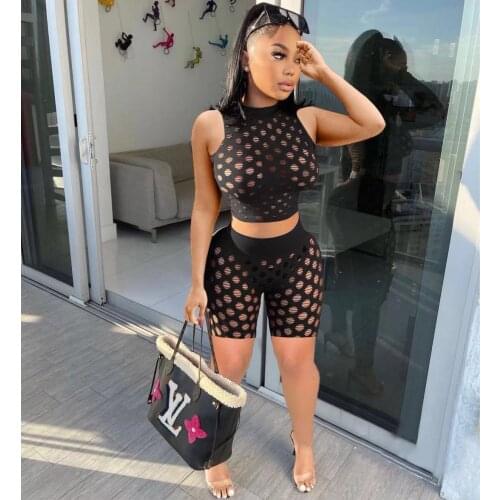 2021 New Arrival Fashion Design 2 pcs Women Set Print O-neck Short Sleeve Short Tops and Shorts Sexy Club Outfits