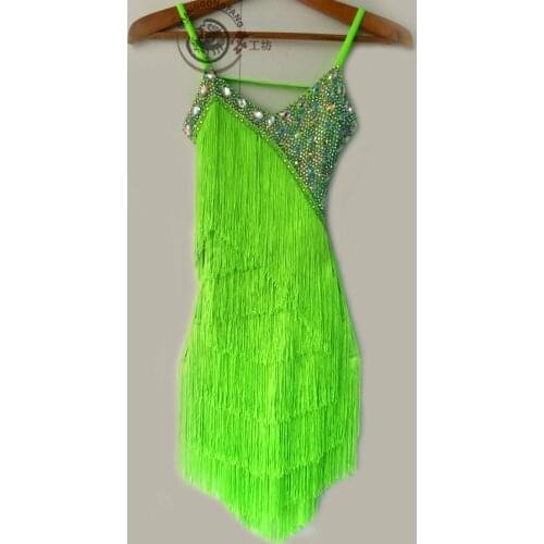 New style latin dance costume sexy diamond tassel latin dance dress for women latin dance competition dresses S-4XL F83