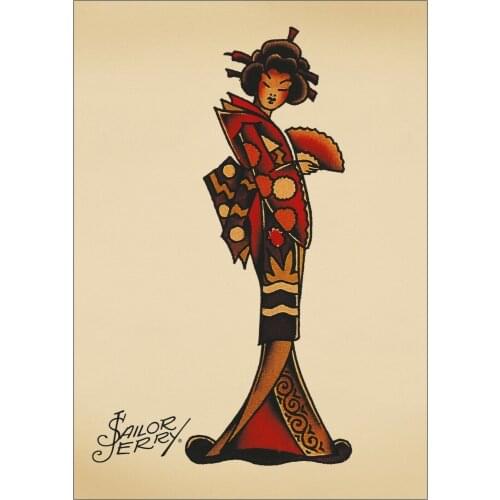 Sailor Jerry Geisha Pin Up Tattoo ART SILK POSTER Decorative Wall painting 24x36inch