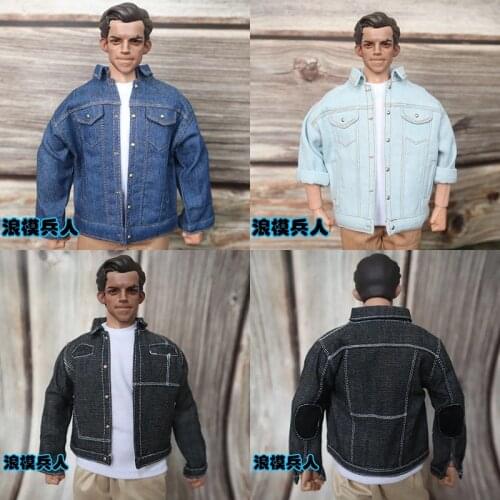 1/6 Male Denim Jacket Short Tops Model Clothes Fit 12'' Action Figure Body in stock