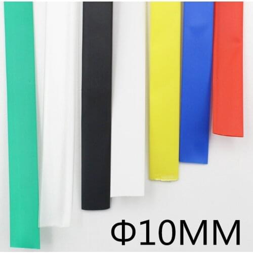 1Meter/lot) 10MM Inner Diameter Black Heat Shrinkable Tube / Heat Shrink Tubing Color : Black Red Blue Green Yellow