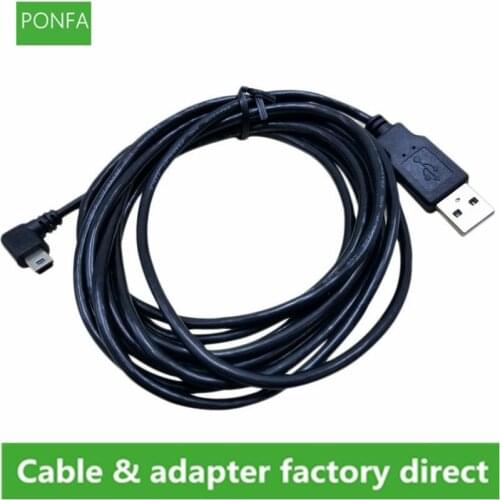 1PC USB 2.0 A Male Plug to Mini 5 Pin Left Angled 90 Degree Plug Data Cable Cord 1.5M/5FT 3M/10FT Black