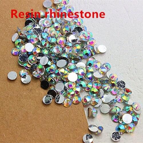 10000pcs/pack 2mm/2.5mm/3mm/4mm/5mm AB plated resin flatback rhinestone for diy nail decoration/phone deco