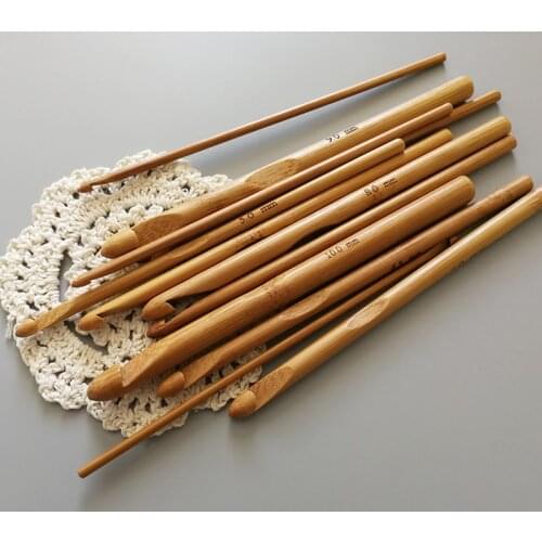 12 Size Bamboo knitting Crochet Hooks Knit Yarn Craft Knitting Needle Set Household Round Crochet Hooks Sweater Knitting Tool