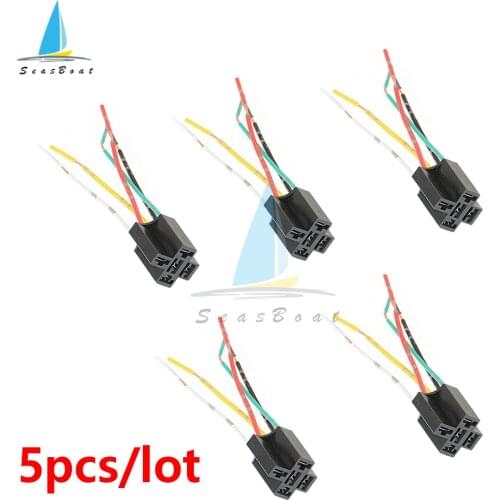 5 Pcs 5 Pin Automotive Relay Socket Harness Connector Plug Bakelite Relay Base Seat for 12V 24V 4Pin 5Pin Auto Relay