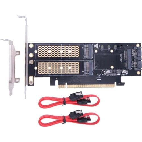 AU42 -M2 NVMe SSD NGFF to PCIE 3.0 X16 Adapter M Key B Key MSATA PCI Express 3.0 M.2 NVME SSD M2 SATA 3 in 1 Converter Riser