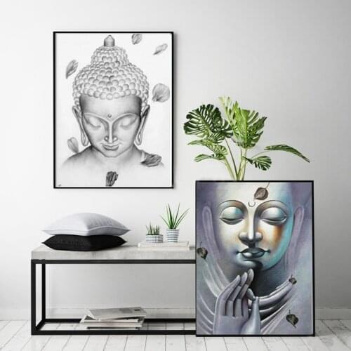 Bow Meditation Buddha Statue Canvas Painting on The Wall Black and White Modern Buddhist Posters and Prints Art Pictures Decor