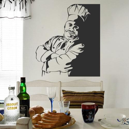Free shipping eco-friendly self-catering kitchen chef bust decorative wall stickers mural decals kitchen Vinyl wallpaper F-67