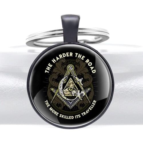 The Harder The Road Masonic Design Glass Dome Key Chain Classic Men Women The More Skilled Its Traveller Jewelry Gift Key Ring
