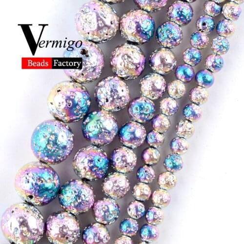 Wholesale Rainbow Lave Hematite Beads Natural Stone Mineral Charm Beads For Jewelry Making 4 6 8 10mm Diy Bracelet Wholesale