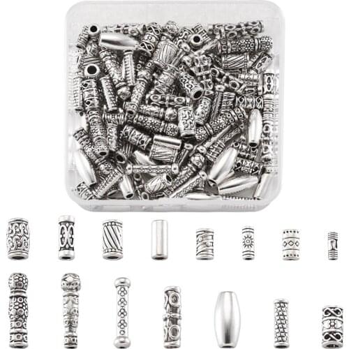 150pcs Hair Tube Bead Metal Loose Spacer Beads for Jewelry Finding DIY Necklace Bracelet Accessories