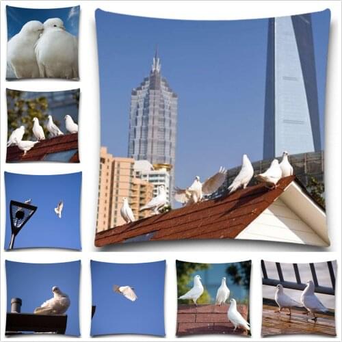 Dove Pattern Throw Pillows Case Sofa Car Cotton Polyester Cushion Cover Creative Decoration 5 size