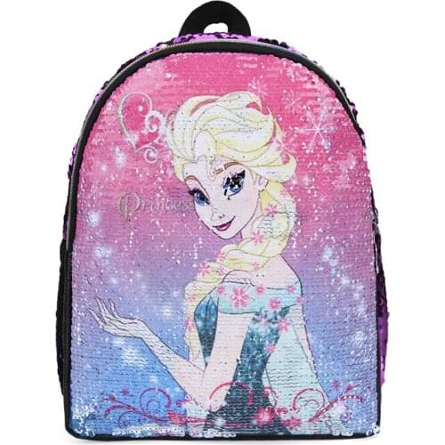Disney Frozen Elsa girl cartoon Change picture schoolbag princess Sequins schoolbag children backpack miniTravel baghandbag