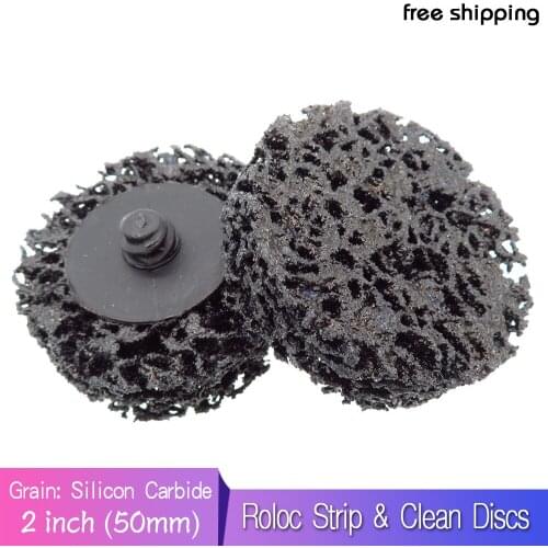 10PCS 2" 50mm Quick Change Roloc Easy Strip & Clean Discs Black for Paint Rust Removal Auto Surface Prep