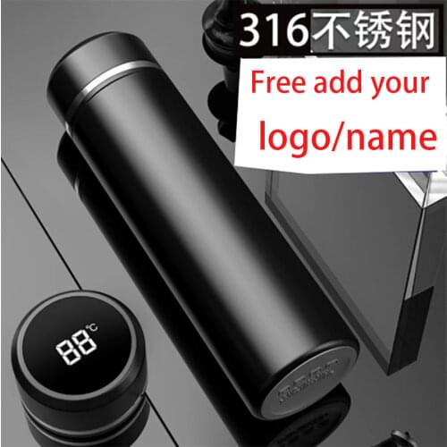 New 304 Stainless Steel Creative Chinese Smart Water Cup Display Temperature Insulation Cup Gift Custom Business Straight Cup