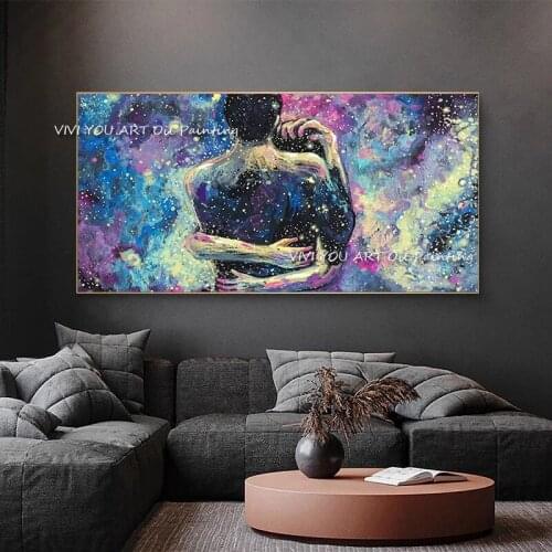 Nordic Creative Hug Lover Couple Girl Wall Art Canvas Handpainted Cuadro Modern Abstract Painting Wall Pictures for Living Room