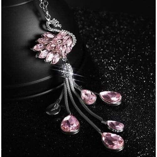 Diamond Swan Car Hanging Accessories Bling Bling Crystal Car Charms for Rear View Mirror Accessories Interior Woman Decoration