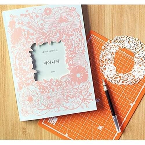 3PCS/Lot Hot Korean Handmade Art Paper Cutting Book Paper-cut Engraving Artbook Cutting Set A4 (Cutting Mat/ Cutter/ Artbook)