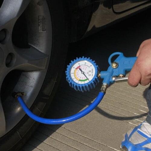 Multi-functional Car Truck Tire Pressure Inflator Gauge Dial Meter Vehicle Tester Tyre Inflation Gun Monitoring Tool