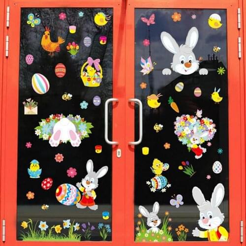9Pcs/Set Wall Sticker Mildew Proof Easy to Stick Window Decor Refrigerator Wall Poster for Glass Window Sticker Easter Decor