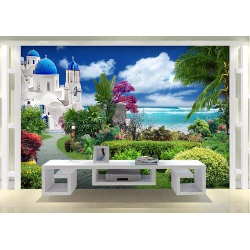 CJSIR Wall Paper Custom Photo Wallpaper Frescoes Aegean Garden HDTV Backdrop Papel De Parede 3d Wallpaper Shower Head Decors