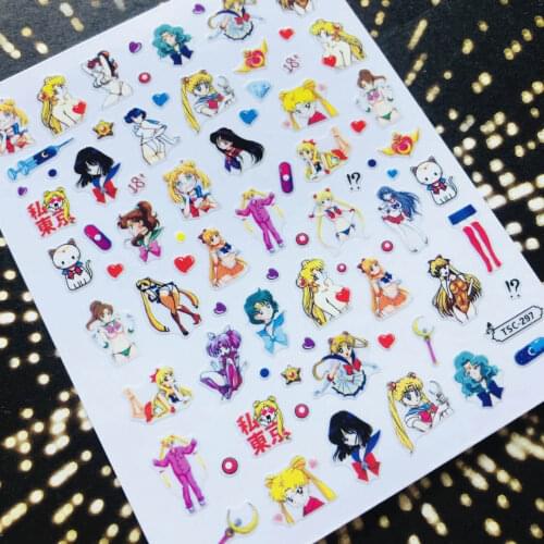 Newest TSC-297 series moon girl designs 3d nail art sticker nail decal accessories