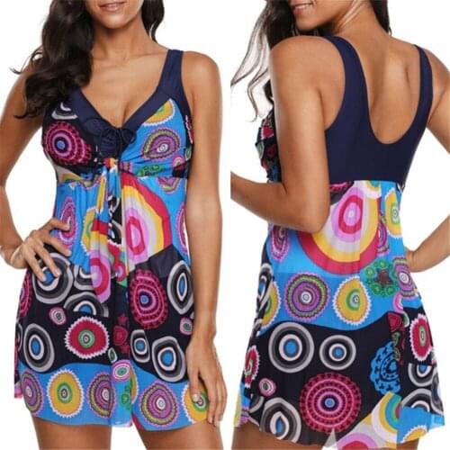 Newest arrival Women Plus Size Swimwear Printed Bathing Suit Chest Pleated Summer Bather Long Vest Shorts Swimming Suit