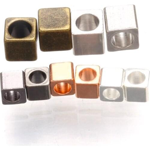 Wholesale 50 pcs square Spacer bead big hole diy bracelet for jewelry making design findings handmade accessories necklace