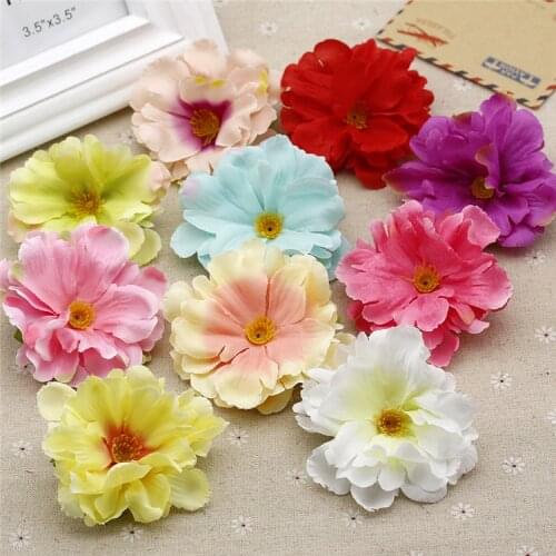 LOT 10PCS 8cm Peony Artificial Flower Heads DIY Baby Girl Hairclip Headband Accessories Wedding Party Festive Supplies Flores