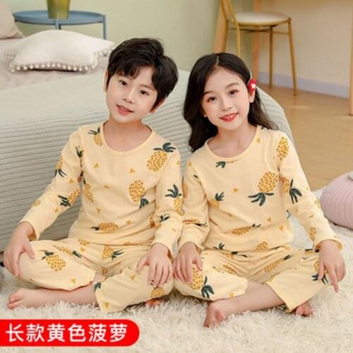 Boys Girls Pajamas 2021 Summer Long Sleeve Childrens Clothing Sleepwear Cotton Poplin Pyjamas Sets For Kids 6 8 10 12 14 Years