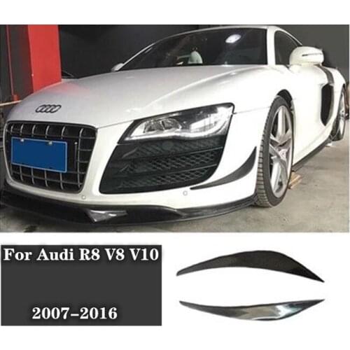 High Quality Carbon Fiber Bumper Front Lip +Wind Knife+Spoiler Protector Fits For Audi R8 V8 V10 2007-2016