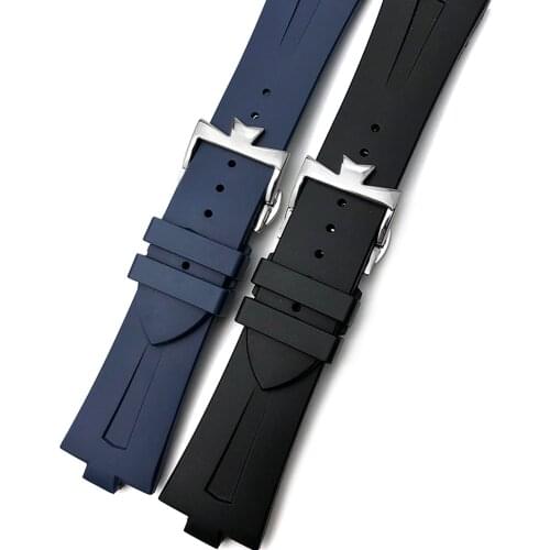 Watch Bands For Vacheron VC Watch Strap Constantin For Men And Women Silicone Rubber Bracelets 24mm convex ends Black Blue Brown
