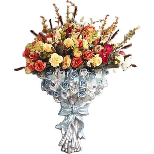 European Style Luxury Resin Wall Hanging Vase Flowerpot Wall Decoration Nordic Modern Large Vase Living Room Bedroom Decoration