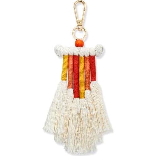 Handmade Bohemian Rainbow Yarn Dyed Tassel Diy Keychain Keyring Backpack Jewelry Accessory Bag Charm Pendant Cute Women Gift