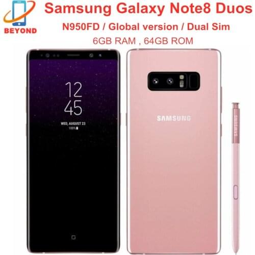 Samsung Galaxy Note8 Note 8 Duos N950FD Dual SIM Global Version NFC Octa Core 6.3' 6GB RAM 64GB ROM Exynos 4G LTE Mobile Phone