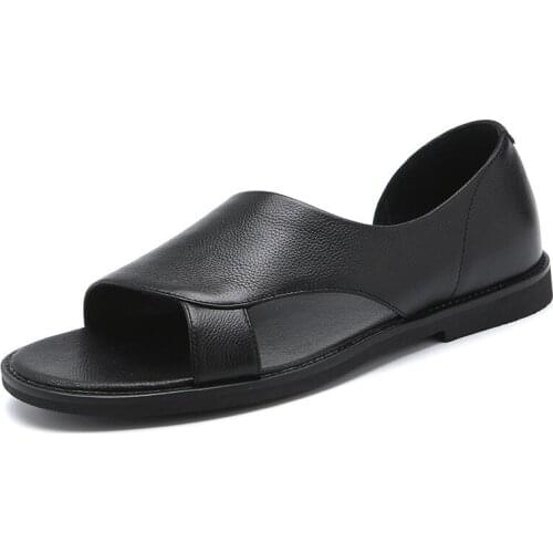 Summer Men Sandals High Qualit Leather Mens Casual Shoes Soft Beach Shoes Outdoor Slippers Comfortable Men Shoe