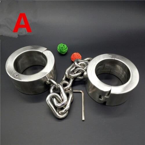 Sex training 6-6.5kg 6cm High 2cm Thick Surpass Weight Stainless Steel Leg Cuffs Bondage Set Sex Slave Fetish Metal Anklet G7-24