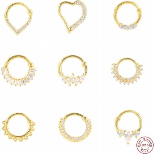 1PCS Cartilage Aretes 925 Sterling Silver Piercing Hoop Earrings For Teens Bling Zircon Ear Bone Earlobe Piercing Buckle Jewerly