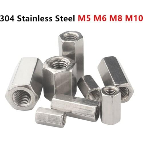 M5 M6 M8 M10 304 Stainless Steel A2-70 DIN6334 Hexagon Hex Extend Long Rod Coupling Nut Connector Joint Tubular Nuts