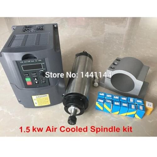CNC Spindle Motor 1.5KW Air Cooled Spindle mot + 220V/1.5KW Inverter + 65mm Clamp+ 1set ER11 Collet For Milling Machine