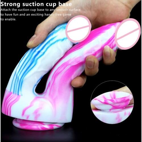 Mixed color silicone Strap On Double Head Dildos for Couple Lesbian Adult Sex Toy Double Penetration Realistic Dildo for Woman