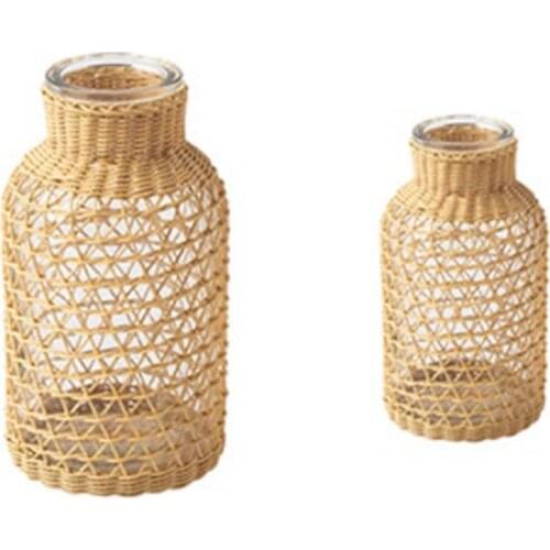 Straw Glass Flower Vase Japanese Flower Pot in the Nordic Contracted Creative Flower Basket to Water Plants