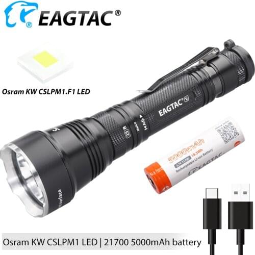 EAGTAC S25V Tactical Flashlight Hunting Torch USB Recahargeable 664 Meters 21700 5000mAh Battery Waterproof Duty Light