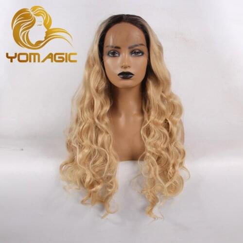 Yomagic Ombre Wave Color Synthetic Hair Lace Front Wigs for Women Natural Hairline For Cosplay Glueless Lace Wigs