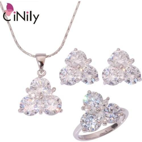 Kunzite Green Quartz White Zircon Silver Plated Wholesale for Women Jewelry Necklace Pendant Earrings Ring Jewelry Set NT186-188