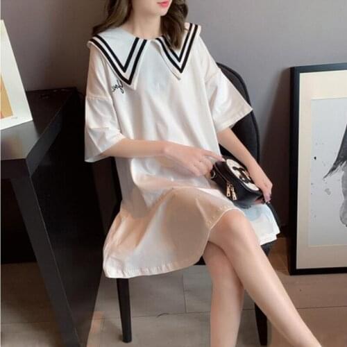 Plus Size Dresses Korean Midi Vestidos De Mujer Casual Sukienka Na Co Dzień Robe Women Black White Orange Clothing A172