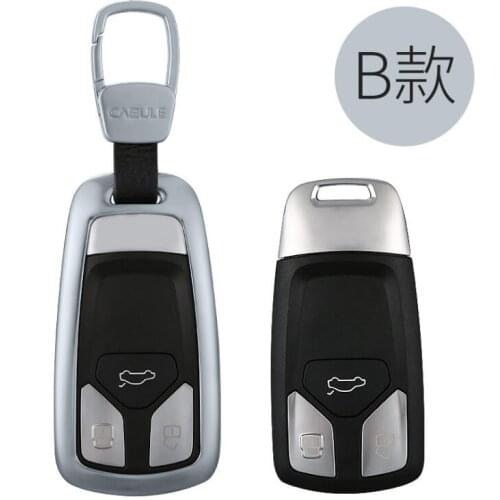 1 Set Luxury Aluminum Alloy Key Shell + Chain Protective Case Cover Skin Shell For AUDI A4L A5 A6L A7 A8L Q5 Q7 SQ5 RS5 Type-B