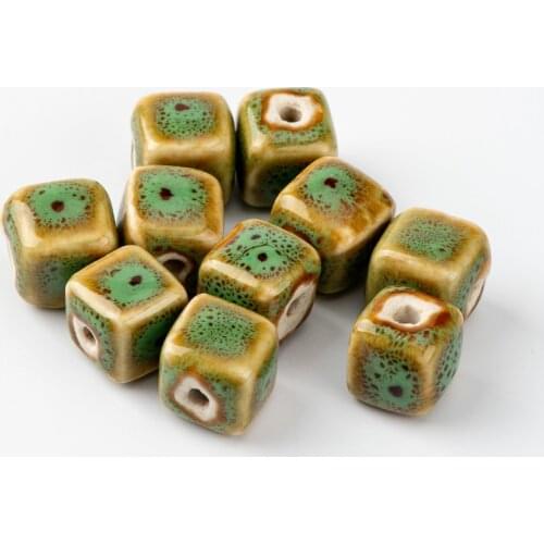 10# 20pcs Square Shape Sphere Ceramic beads Jingdezhen wholesale China Ceramics beads #A526A